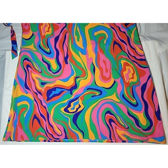 Women's XL Multi-Color Collared Short Sleeve Mini Dress Size 10-12 - Picture 9 of 16